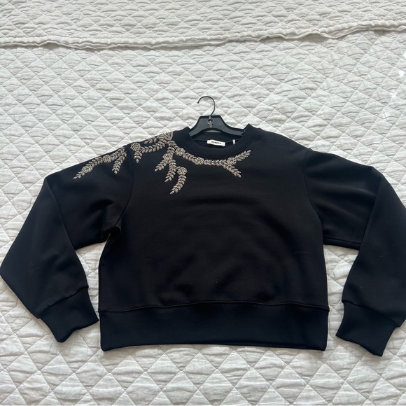 Sandro Rhinestone Embellished Sweatshirt in Black - Picture 4 of 16